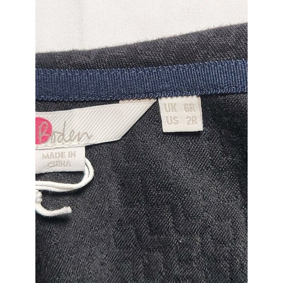 NWT Boden Womens 2R Sarah Ottoman Ribbed Boat Neck 3/4 Sleeve Top Black - Picture 4 of 10